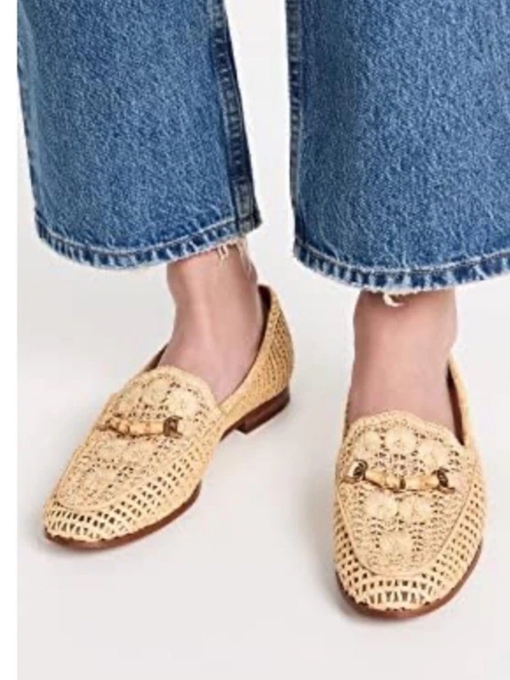 Sam Edelman Woven Raffia Loafer Flats in Natural women Sz 7/ mint C